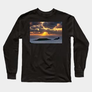 Worms Head, Rhossili Bay, Gower Long Sleeve T-Shirt